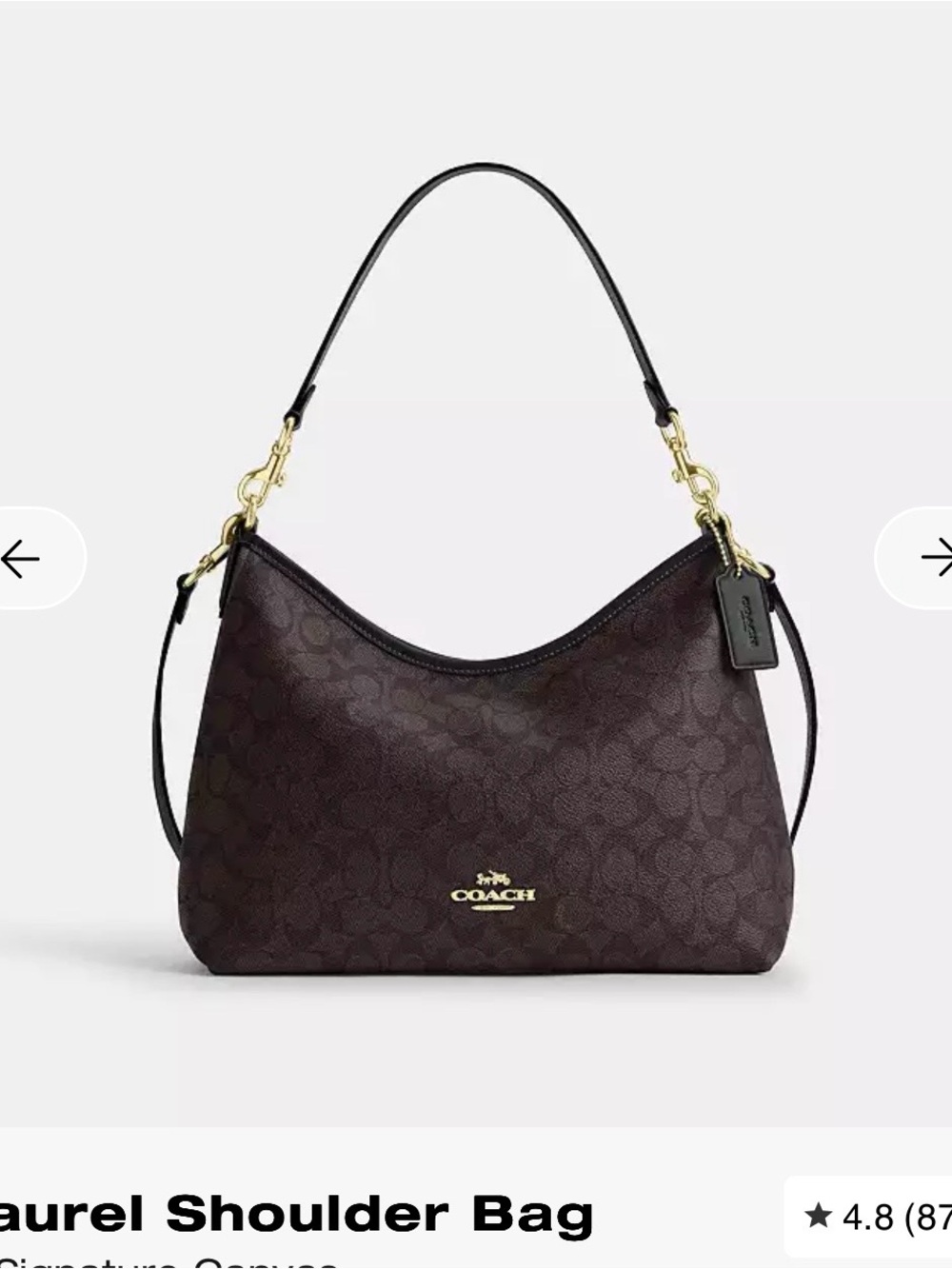 Coach Signature Hobo Shoulder Bag in Dark Brown with Black Strap